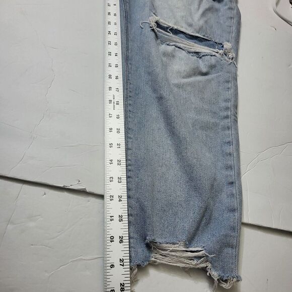 American Eagle Women's Curvy Mom Jeans Size 14 Stretch Distressed Ripped Torn - Picture 5 of 9
